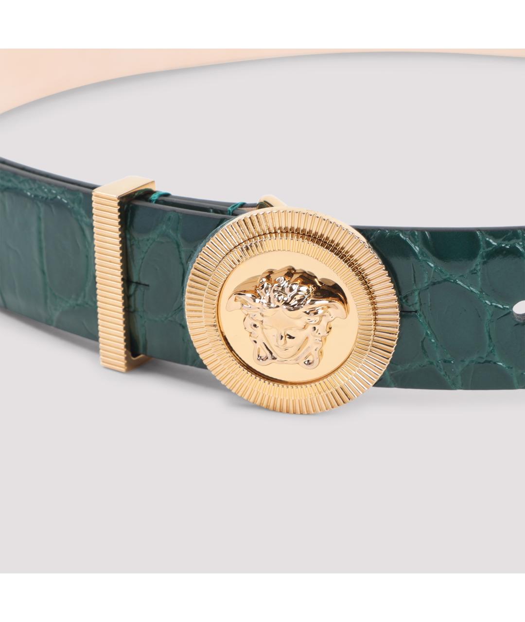VERSACE Зеленый кожаный ремень, фото 3