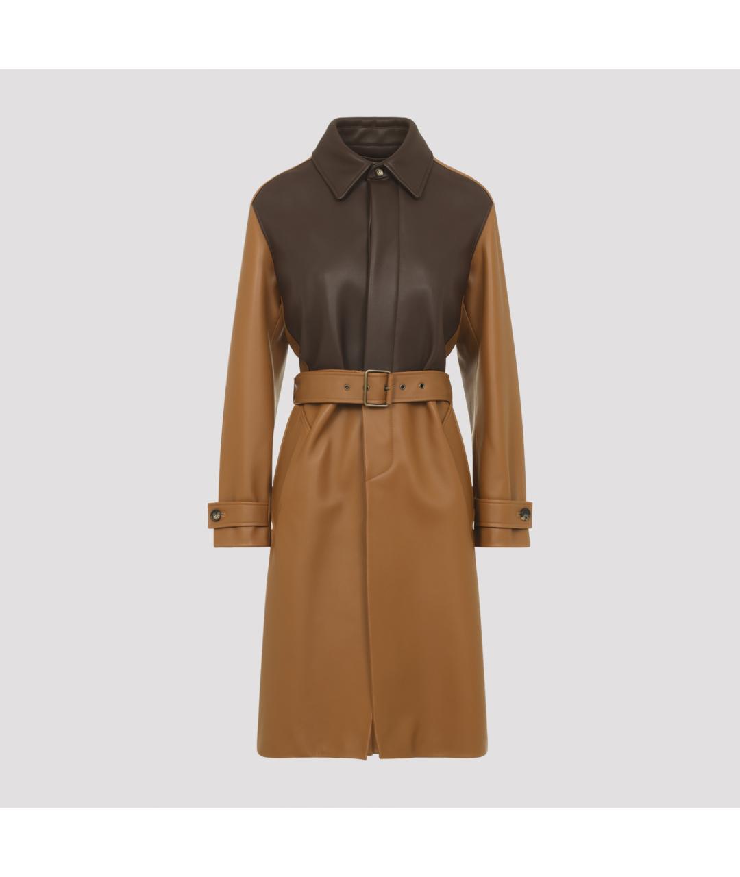 LOEWE Коричневое кожаное пальто, фото 4