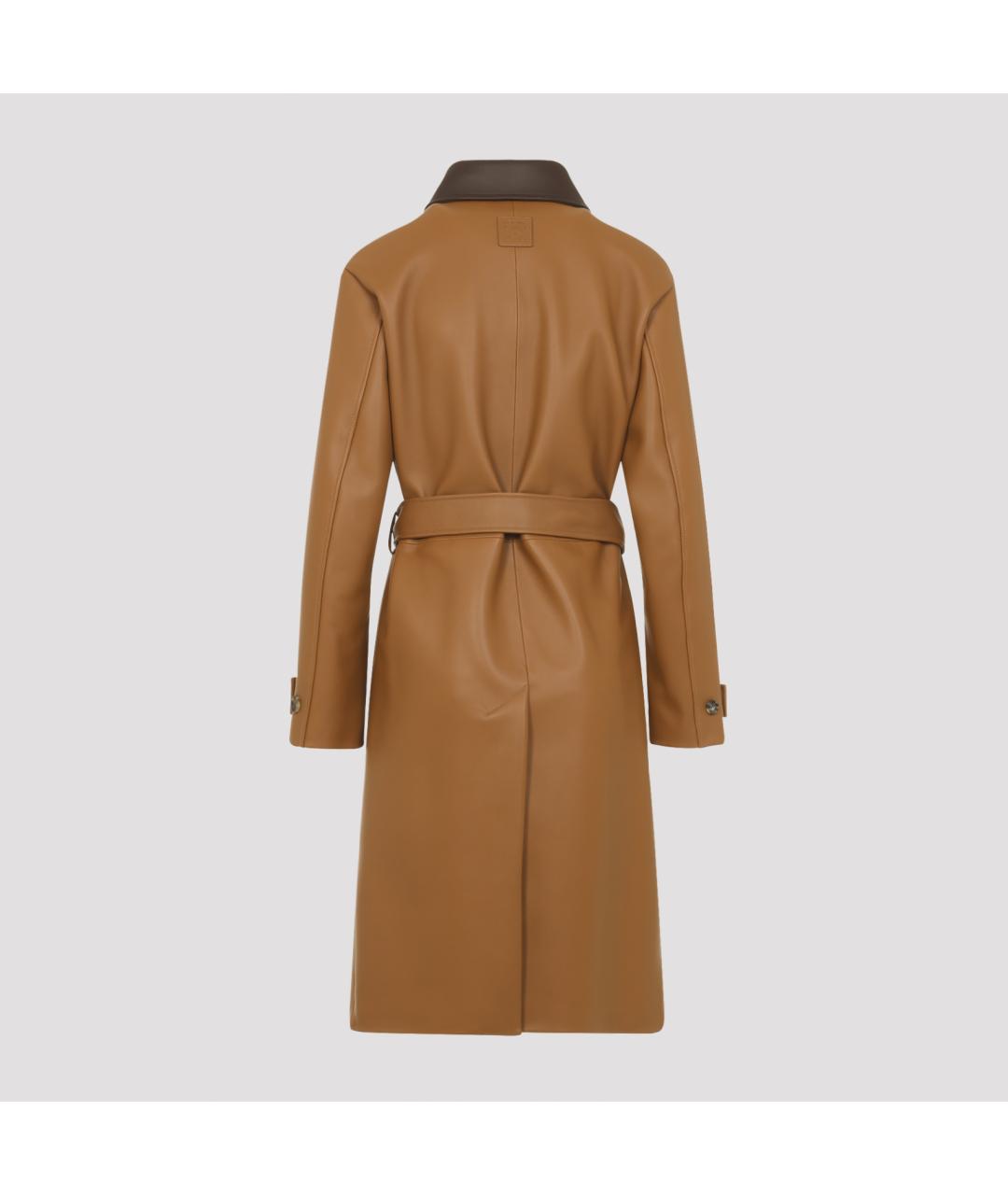 LOEWE Коричневое кожаное пальто, фото 5