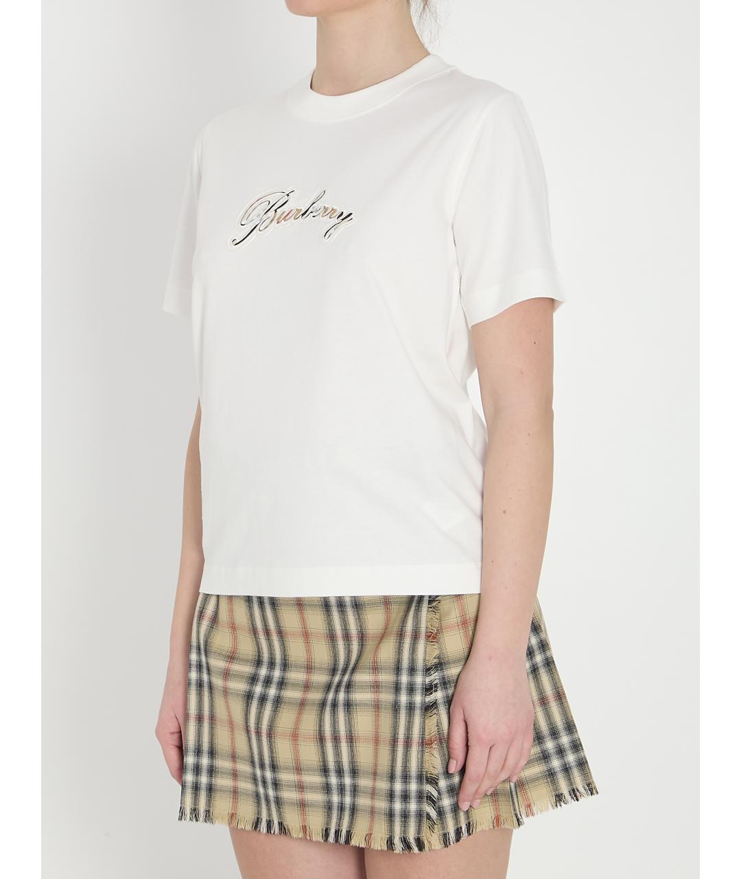 BURBERRY Белая хлопковая футболка, фото 2