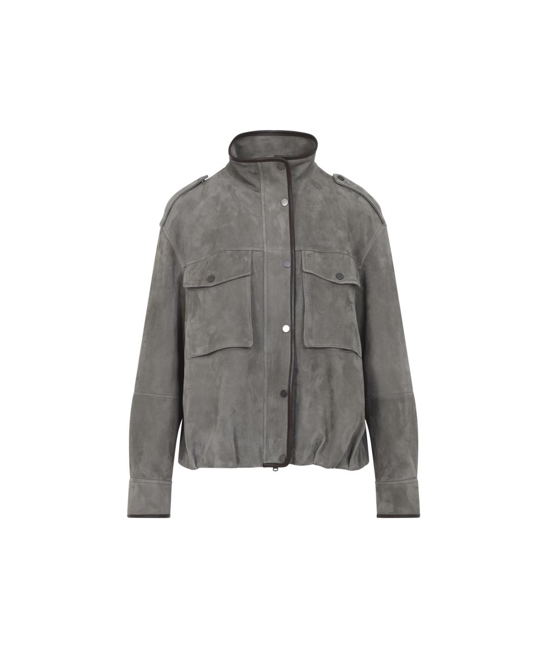 BRUNELLO CUCINELLI Серая замшевая куртка, фото 2