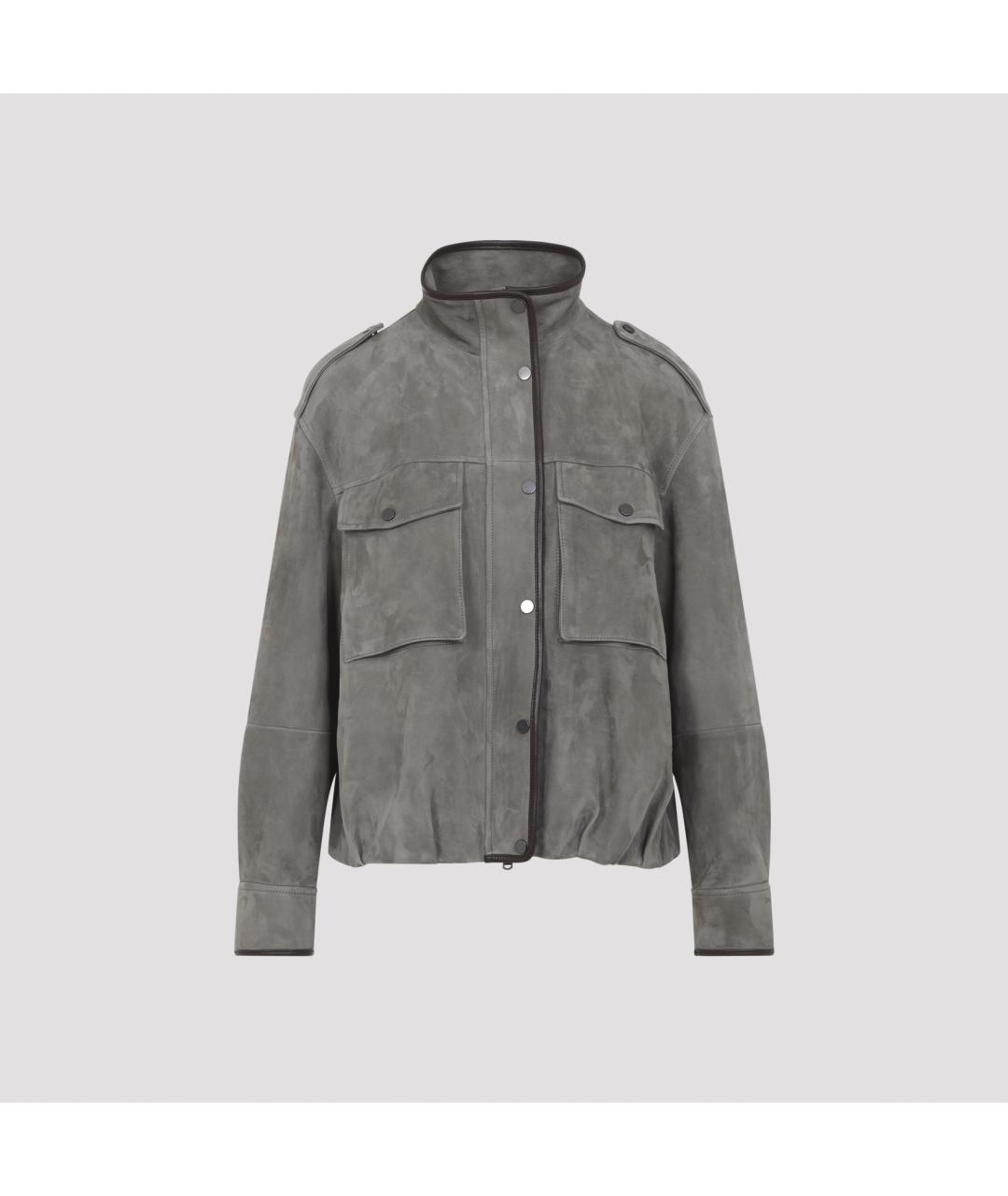 BRUNELLO CUCINELLI Серая замшевая куртка, фото 4