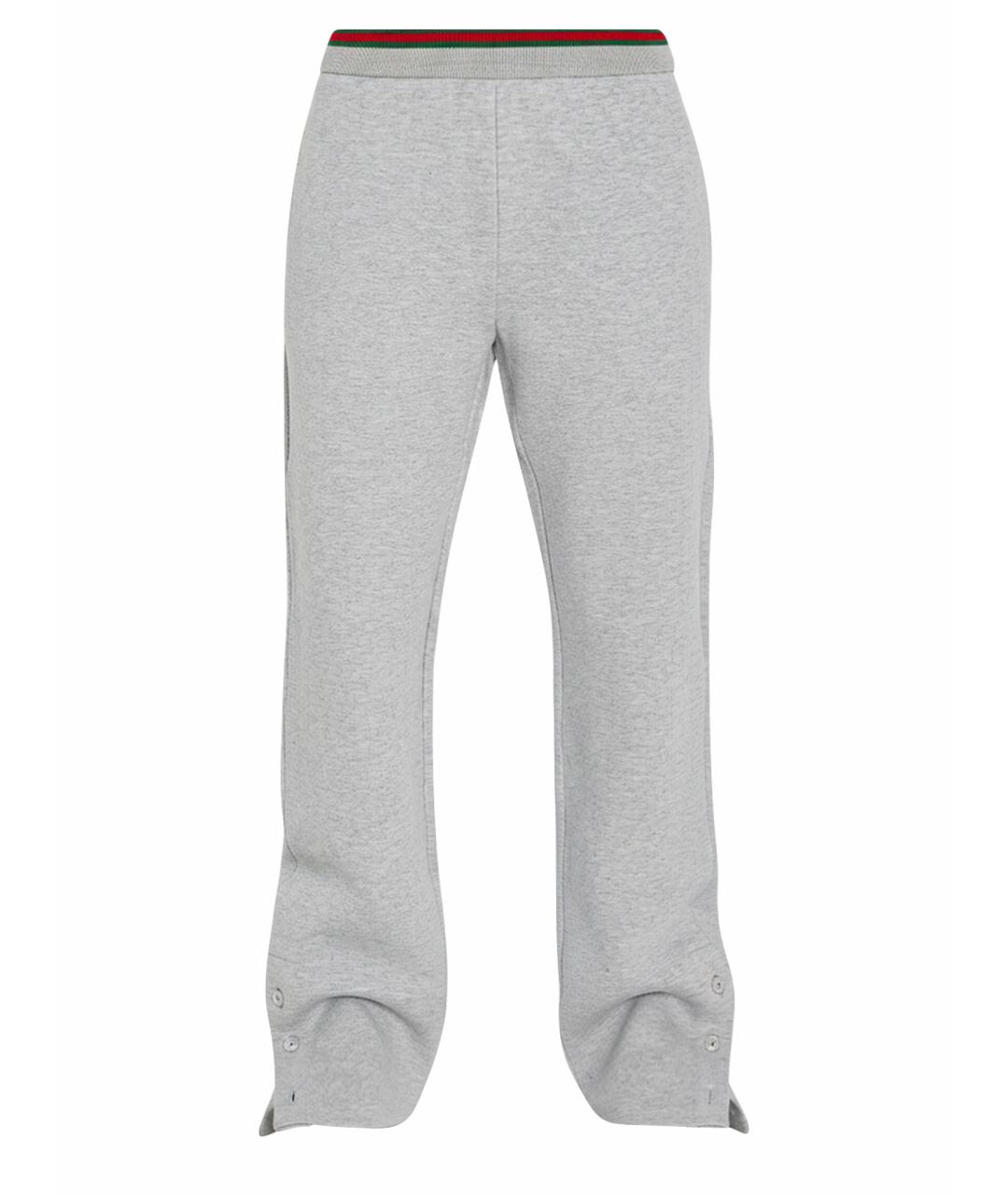 GUCCI Серые хлопковые прямые брюки, фото 1