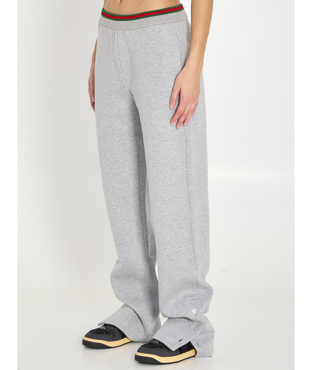 GUCCI Серые хлопковые прямые брюки, фото 3