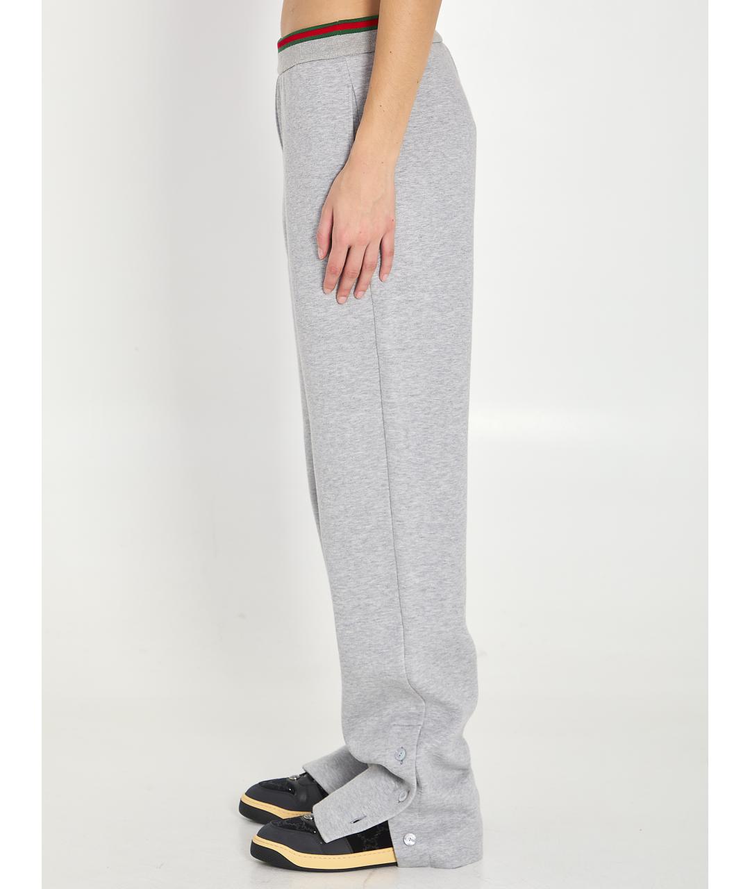 GUCCI Серые хлопковые прямые брюки, фото 5