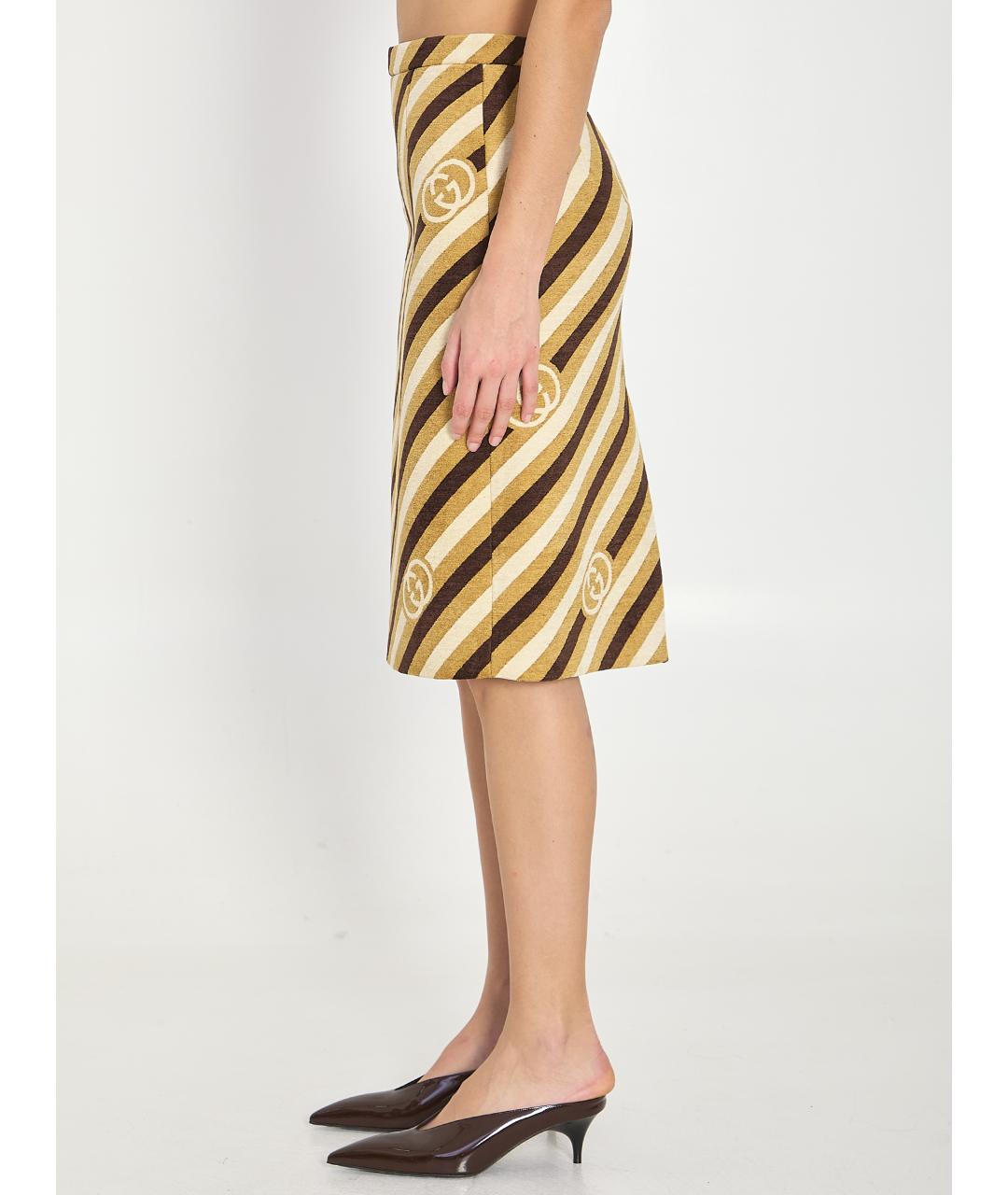 GUCCI Коричневая вискозная юбка миди, фото 3