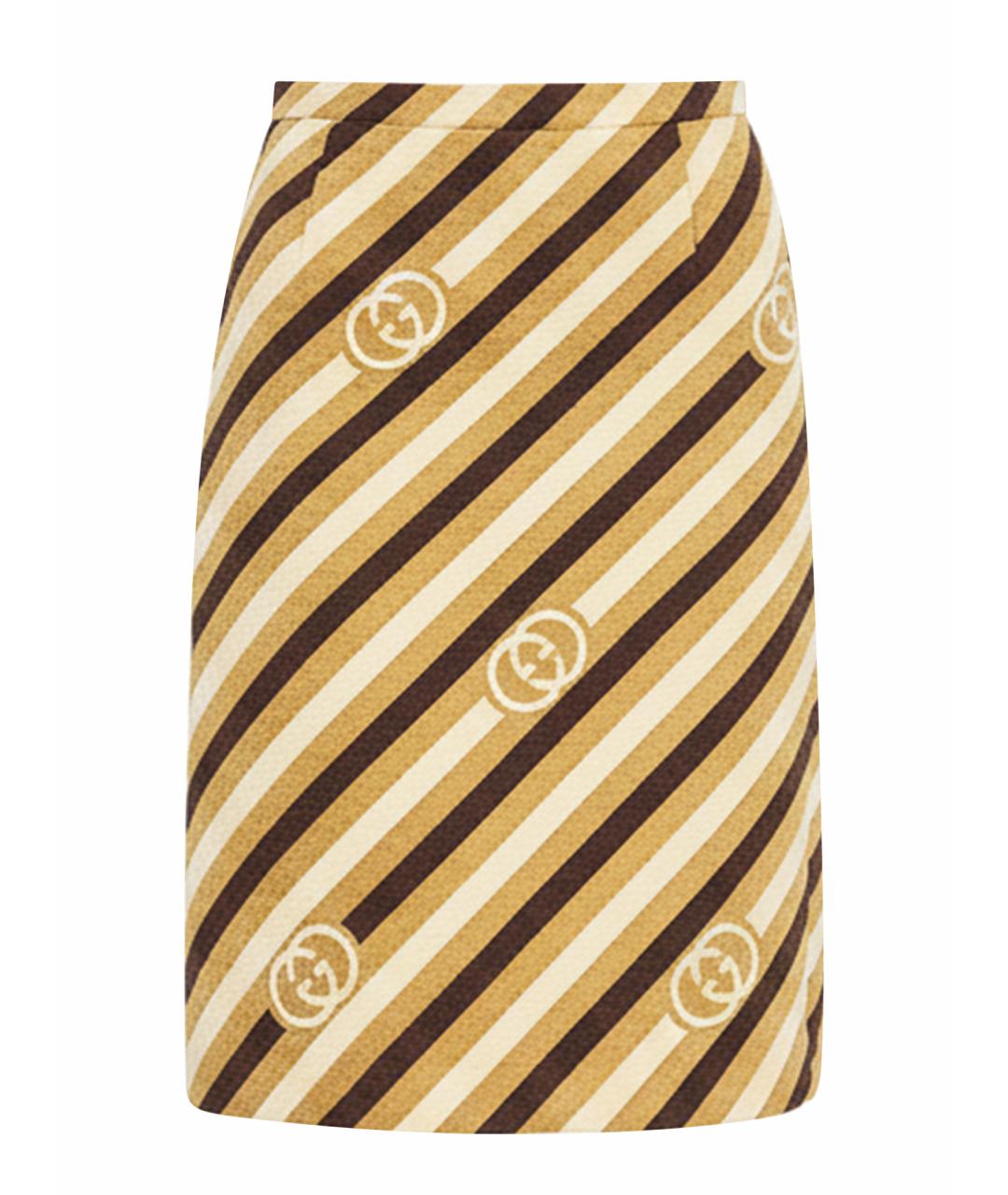 GUCCI Коричневая вискозная юбка миди, фото 1