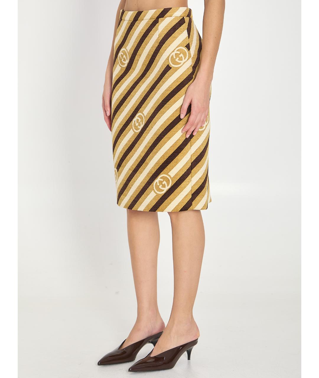 GUCCI Коричневая вискозная юбка миди, фото 2