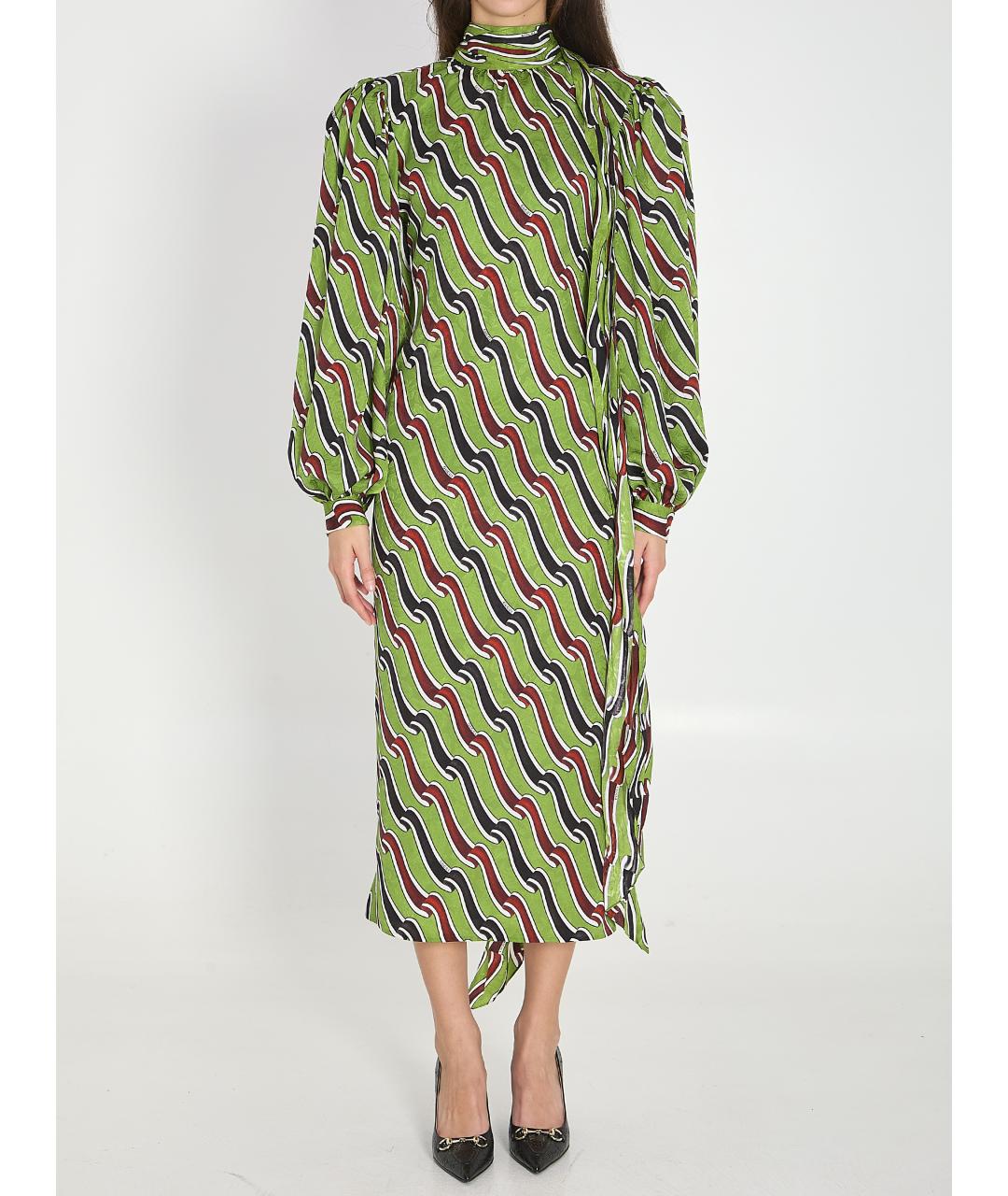 GUCCI Зеленые шелковое платье, фото 2