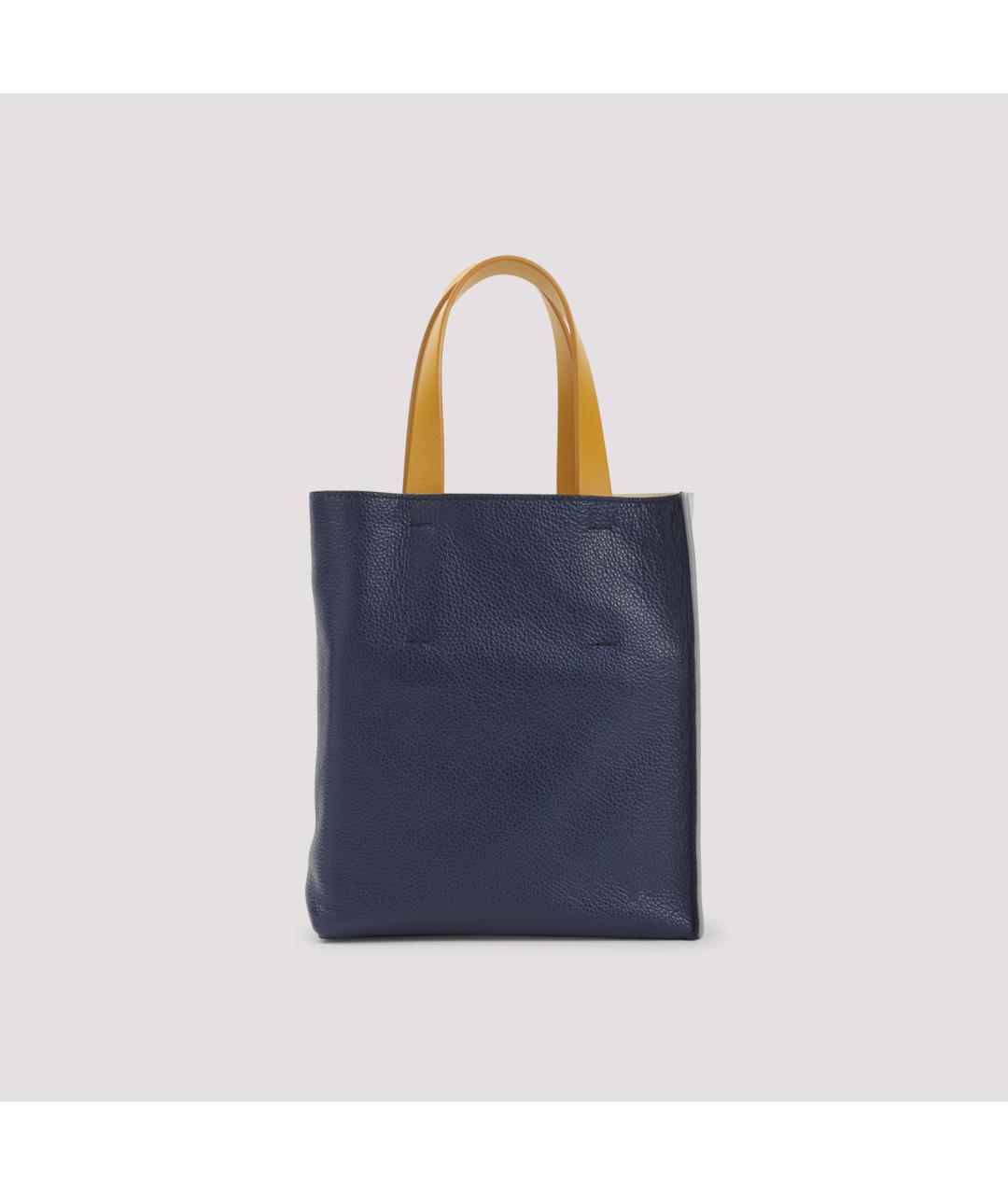 MARNI Синяя кожаная сумка с короткими ручками, фото 3