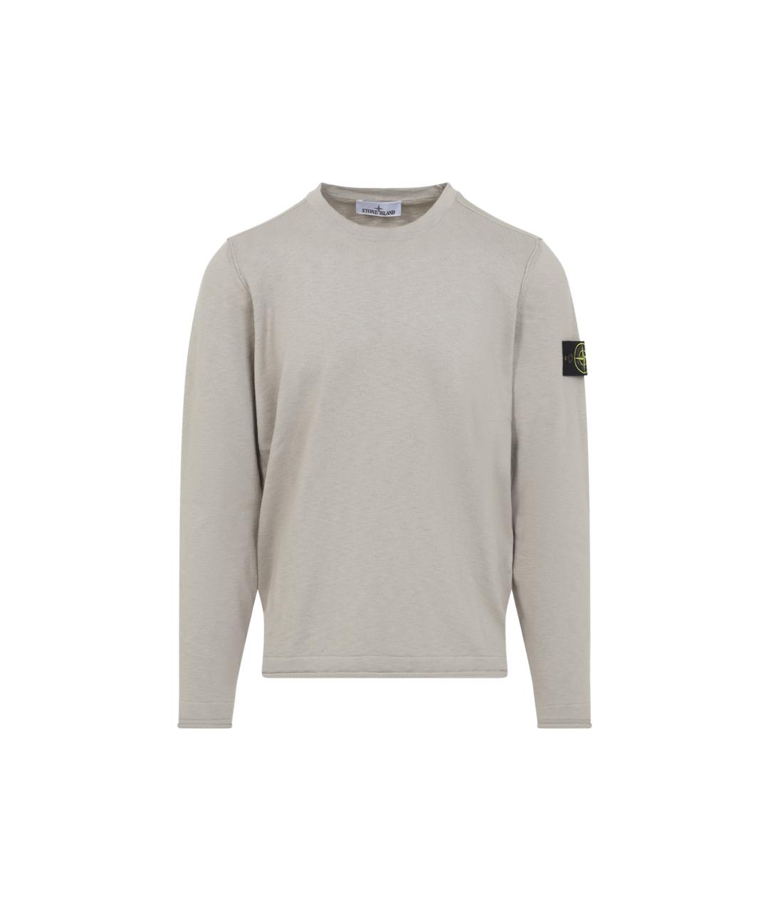 STONE ISLAND Бежевый хлопковый джемпер / свитер, фото 1