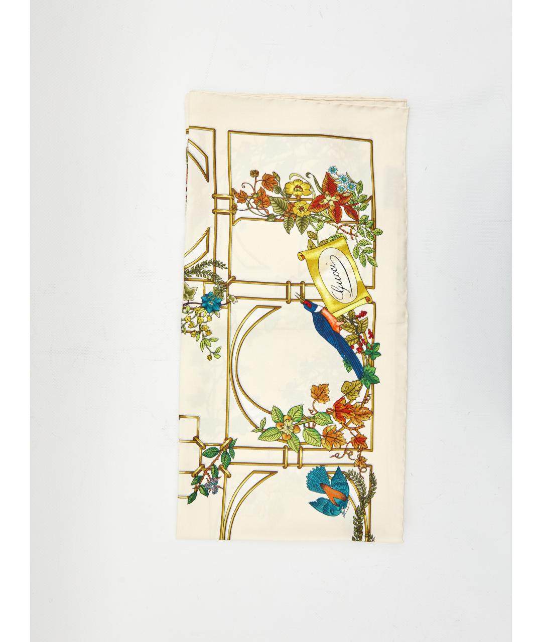 GUCCI Белый шелковый платок, фото 3