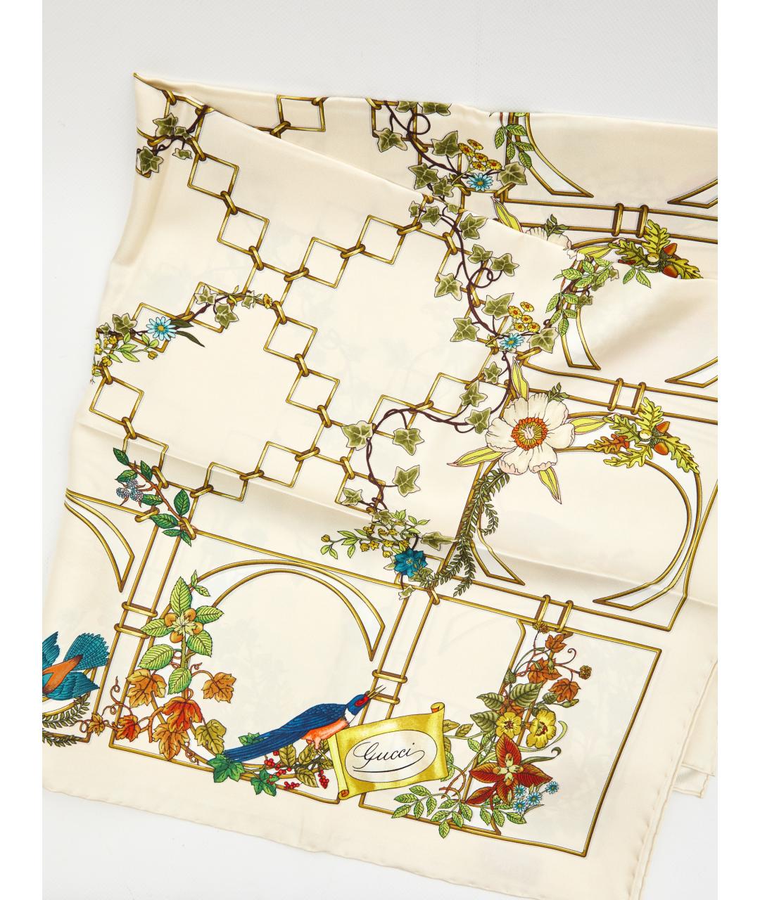 GUCCI Белый шелковый платок, фото 2