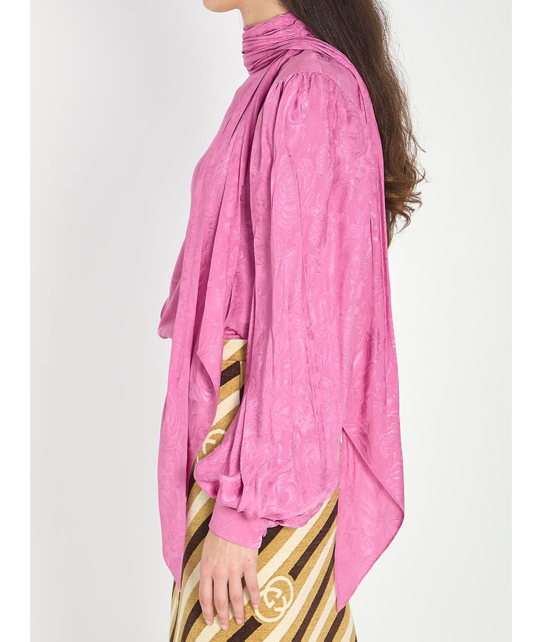 GUCCI Розовая шелковая блузы, фото 3