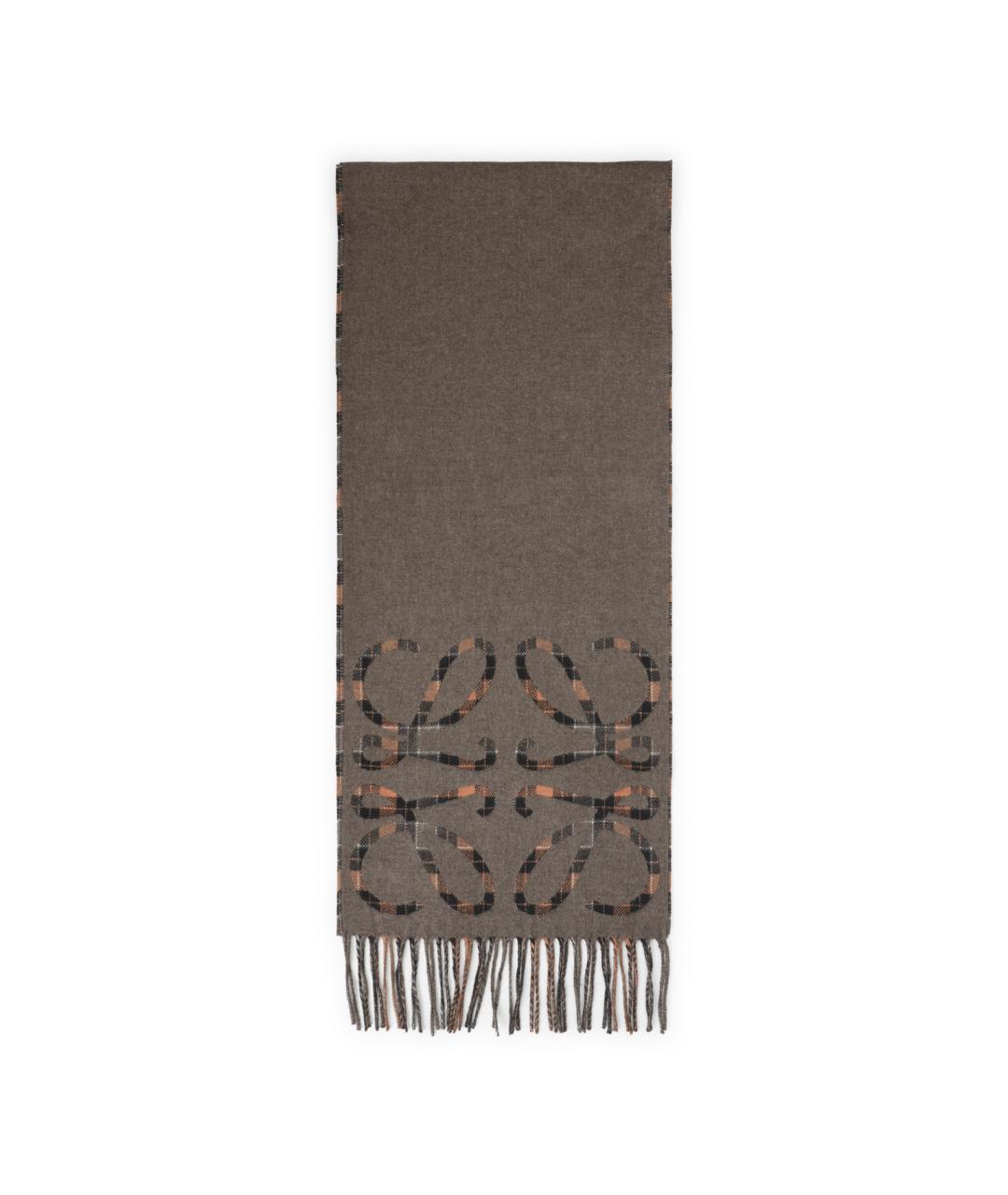 LOEWE Коричневый кашемировый шарф, фото 1