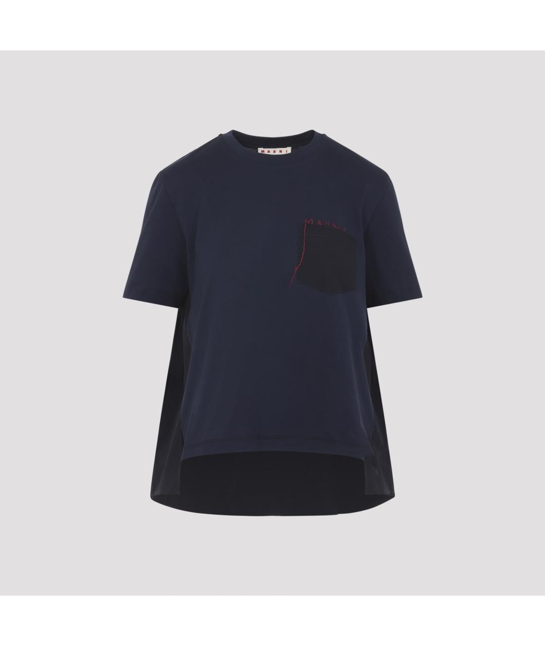 MARNI Синяя хлопковая футболка, фото 2