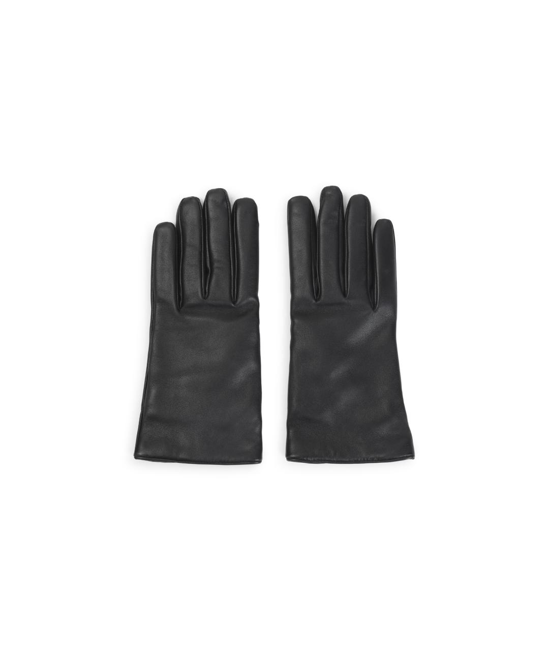SAINT LAURENT Черные кожаные перчатки, фото 1
