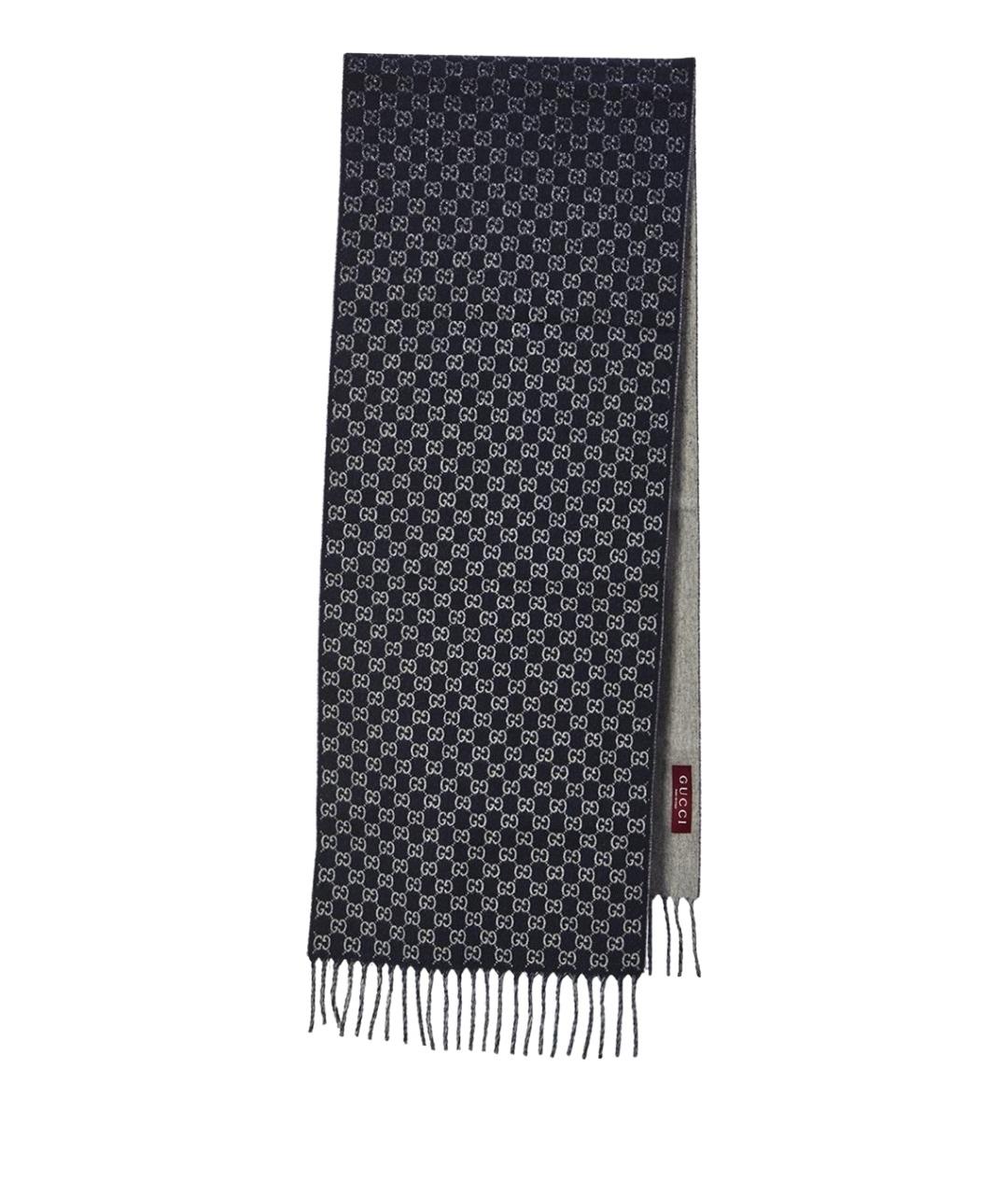GUCCI Синий шерстяной шарф, фото 1