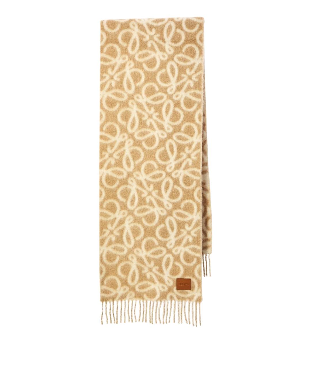LOEWE Бежевый шерстяной шарф, фото 1