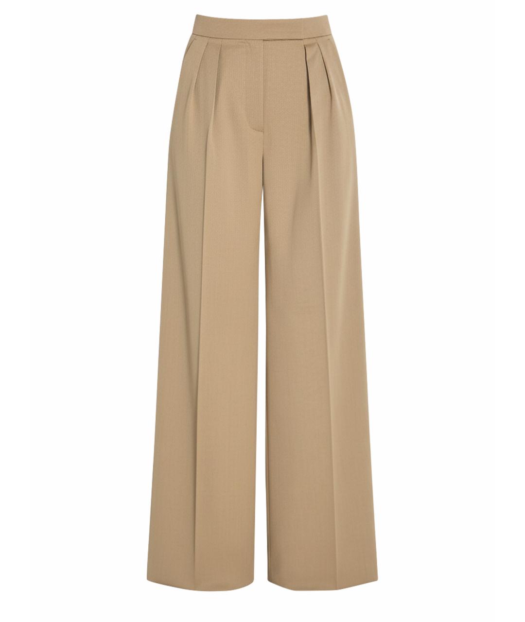 MAX MARA Бежевые шерстяные прямые брюки, фото 1