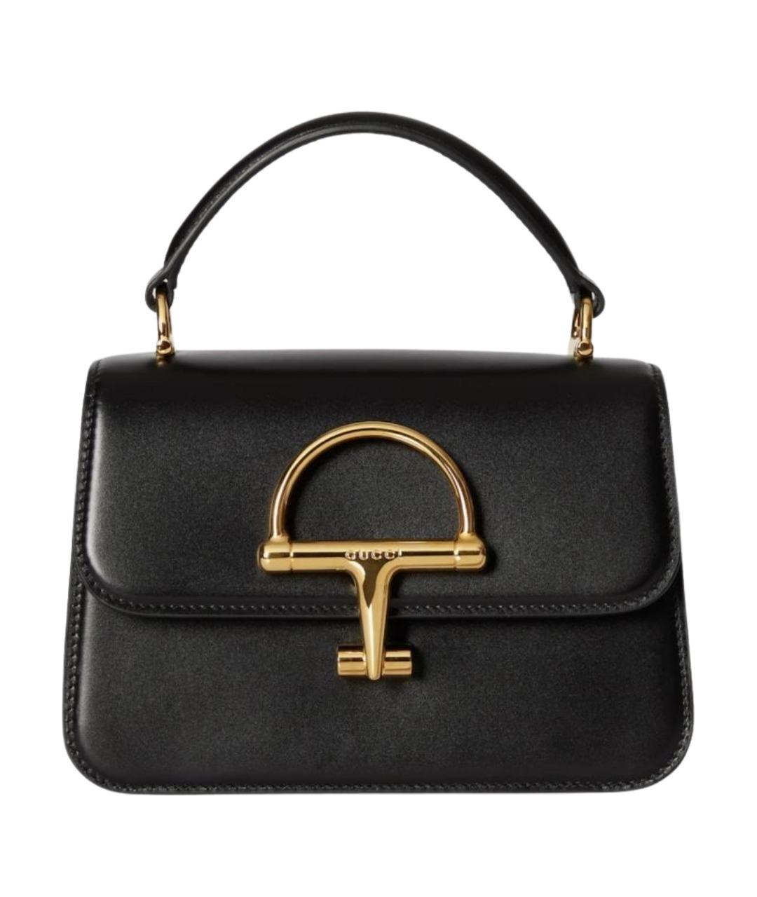 GUCCI Черная кожаная сумка с короткими ручками, фото 1