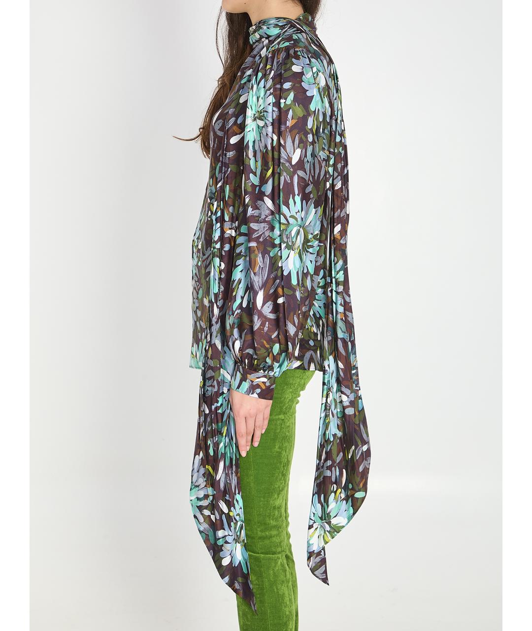 GUCCI Коричневая шелковая рубашка, фото 3