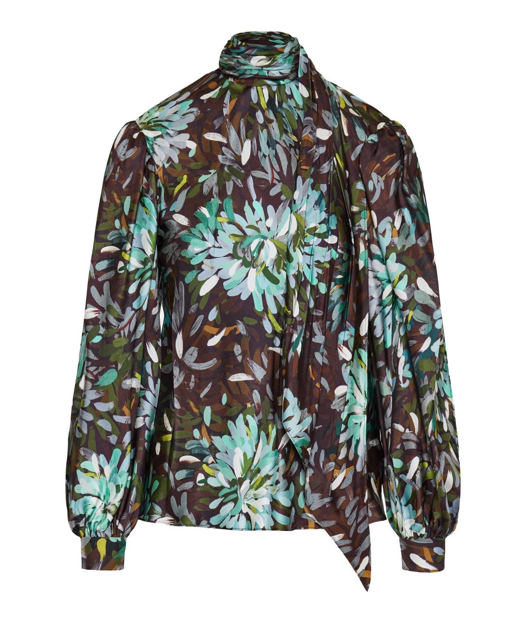 GUCCI Коричневая шелковая рубашка, фото 1