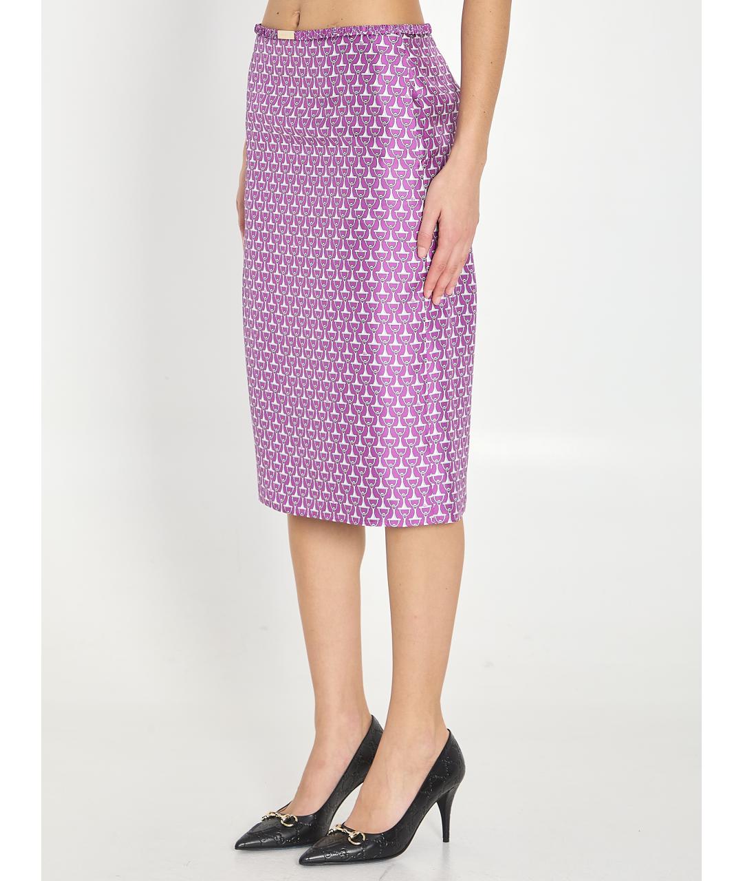 GUCCI Мульти шелковая юбка миди, фото 2