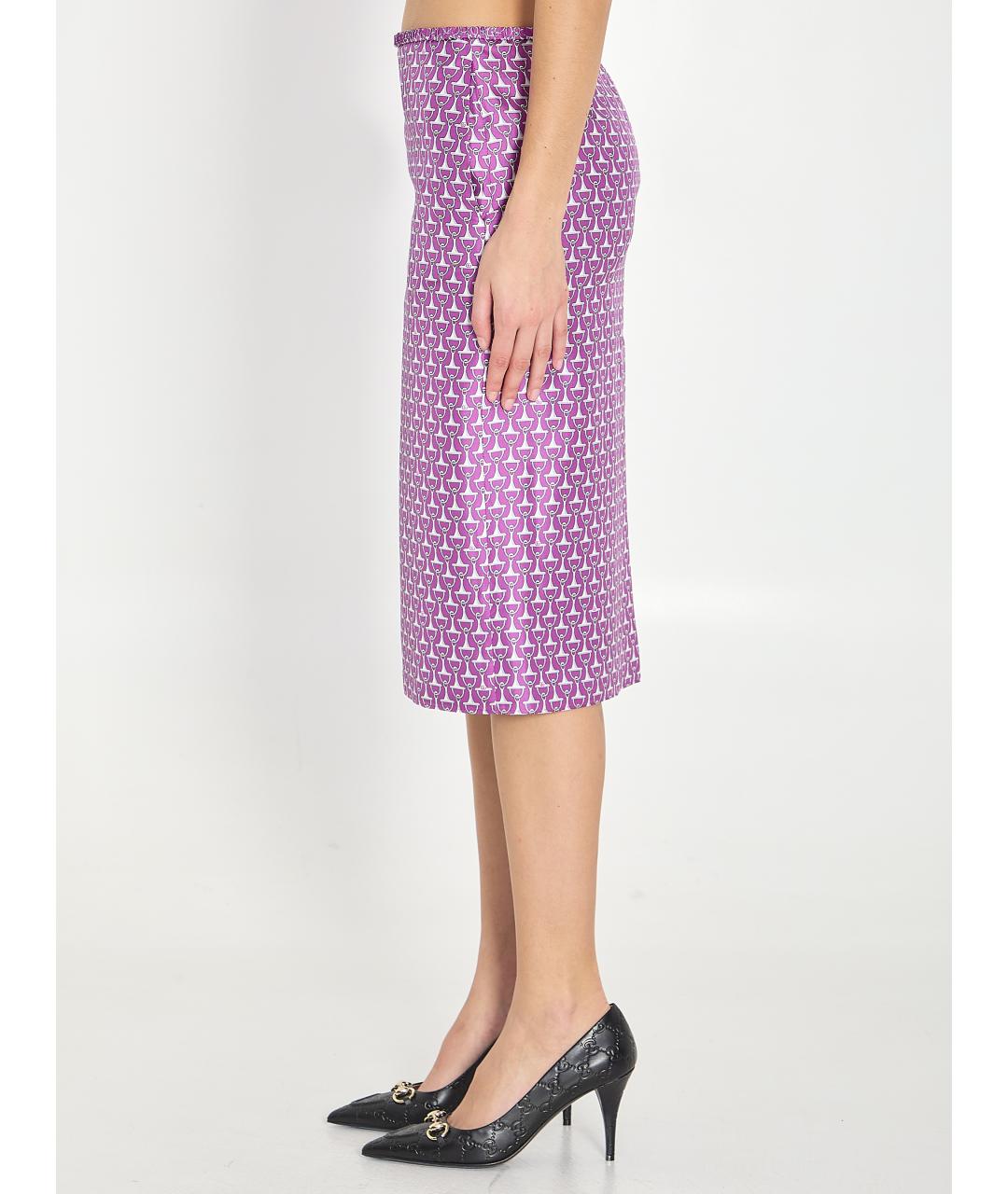 GUCCI Мульти шелковая юбка миди, фото 3