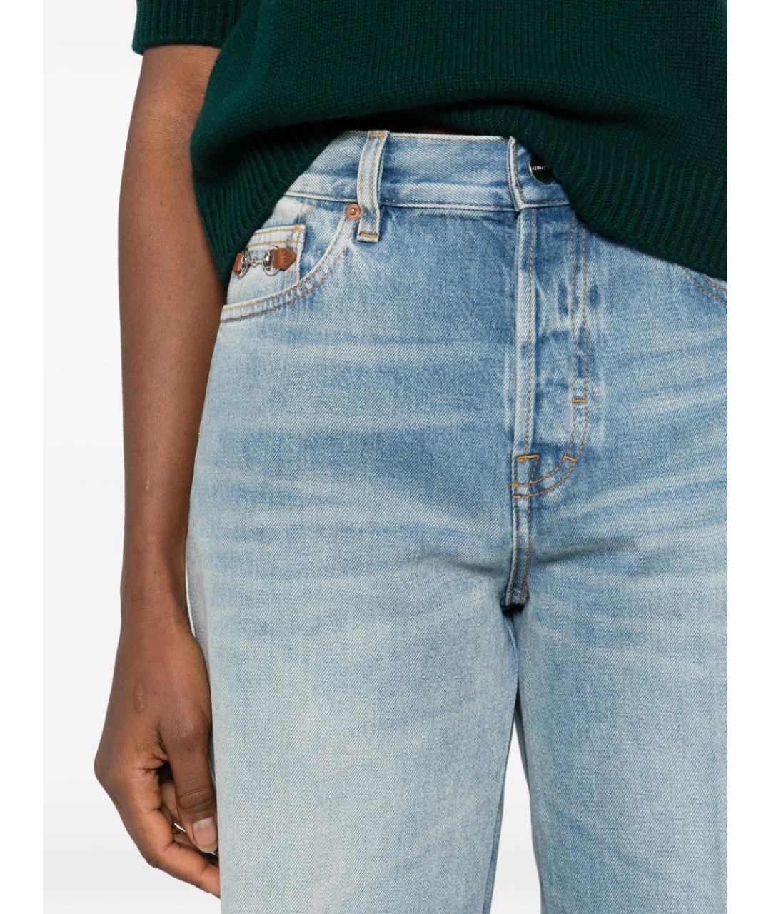 GUCCI Голубые хлопковые джинсы клеш, фото 2