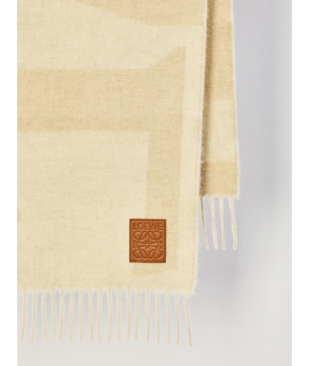 LOEWE Бежевый кашемировый шарф, фото 3