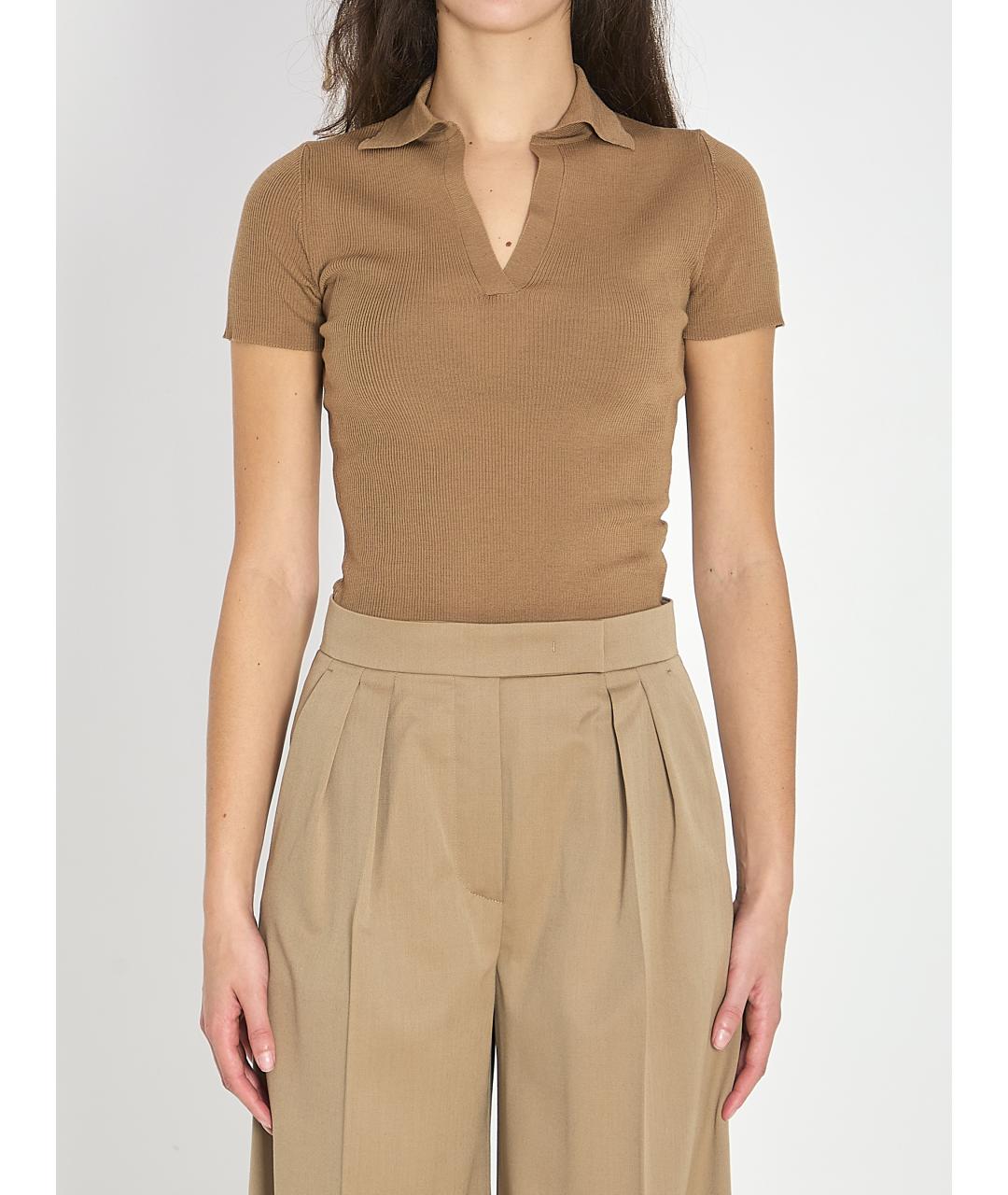 MAX MARA Бежевая шерстяная футболка, фото 2