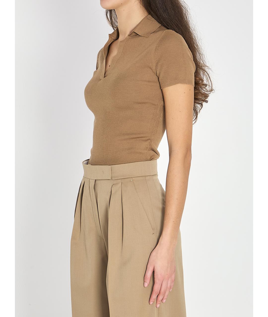 MAX MARA Бежевая шерстяная футболка, фото 4