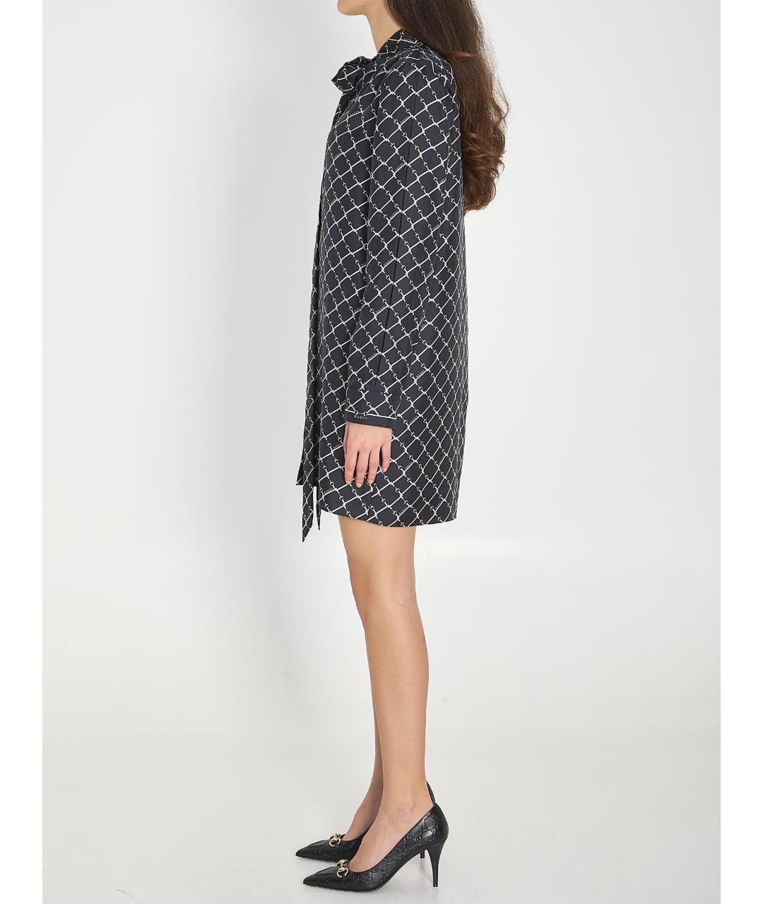 GUCCI Черное шелковое повседневное платье, фото 5