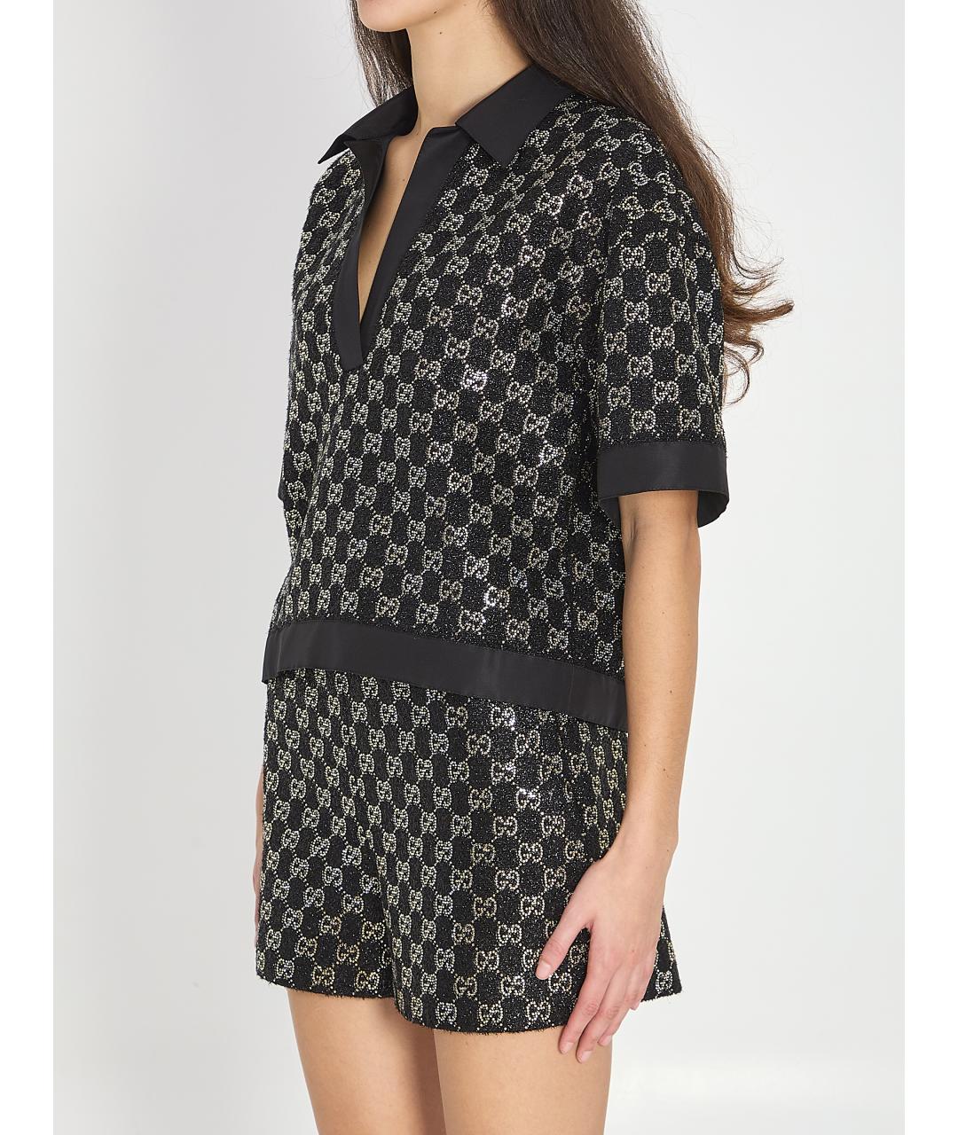 GUCCI Черная шерстяная футболка, фото 2