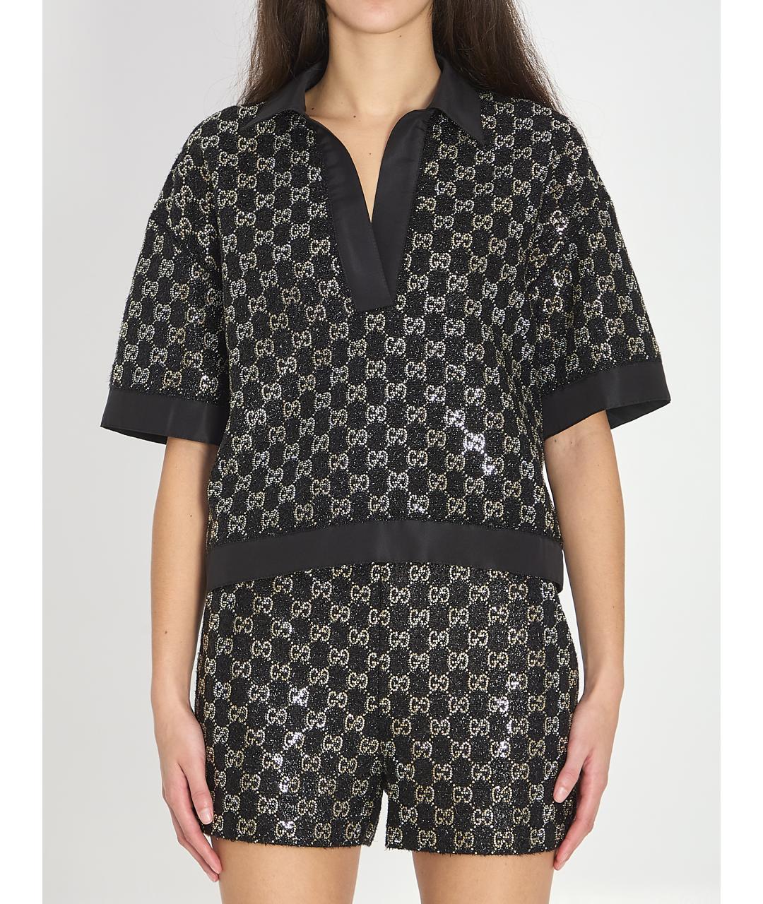 GUCCI Черная шерстяная футболка, фото 4