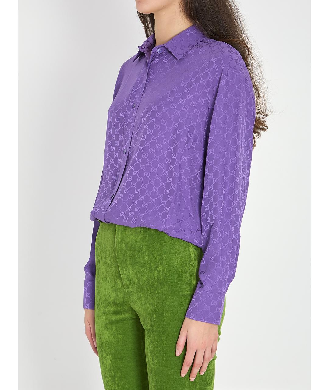 GUCCI Фиолетовая шелковая рубашка, фото 2