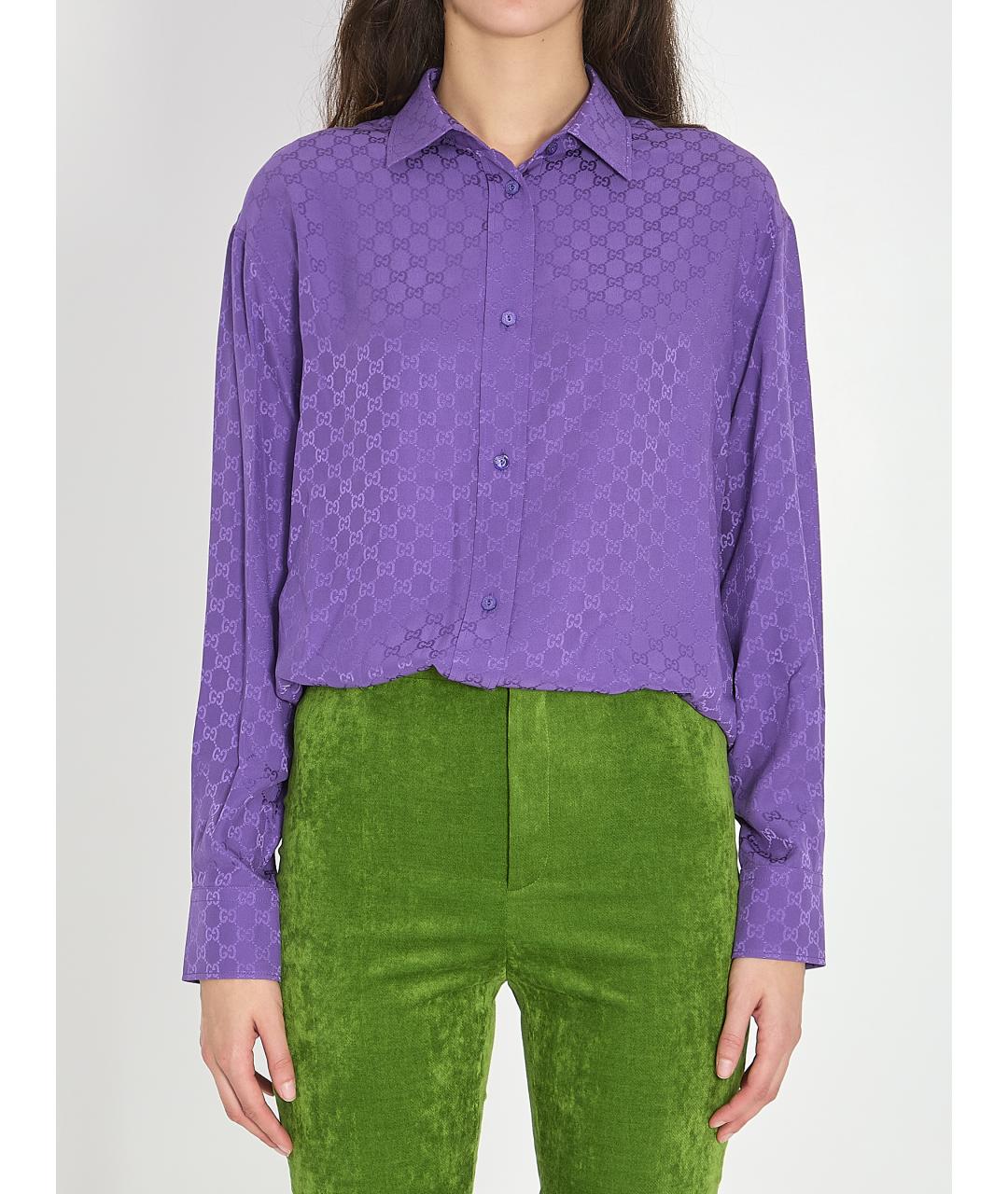 GUCCI Фиолетовая шелковая рубашка, фото 4