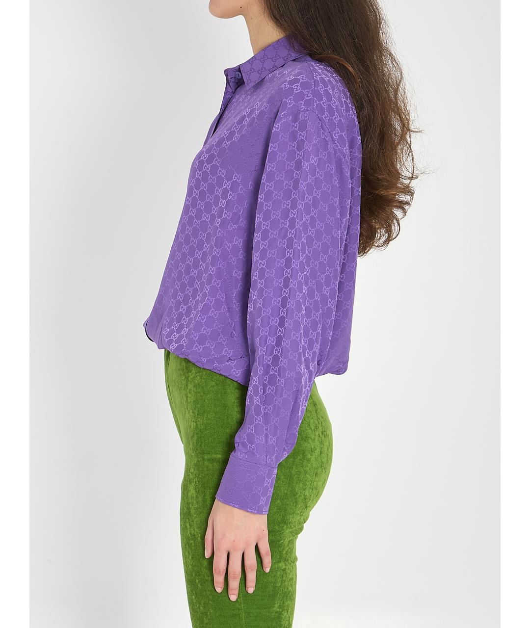 GUCCI Фиолетовая шелковая рубашка, фото 3