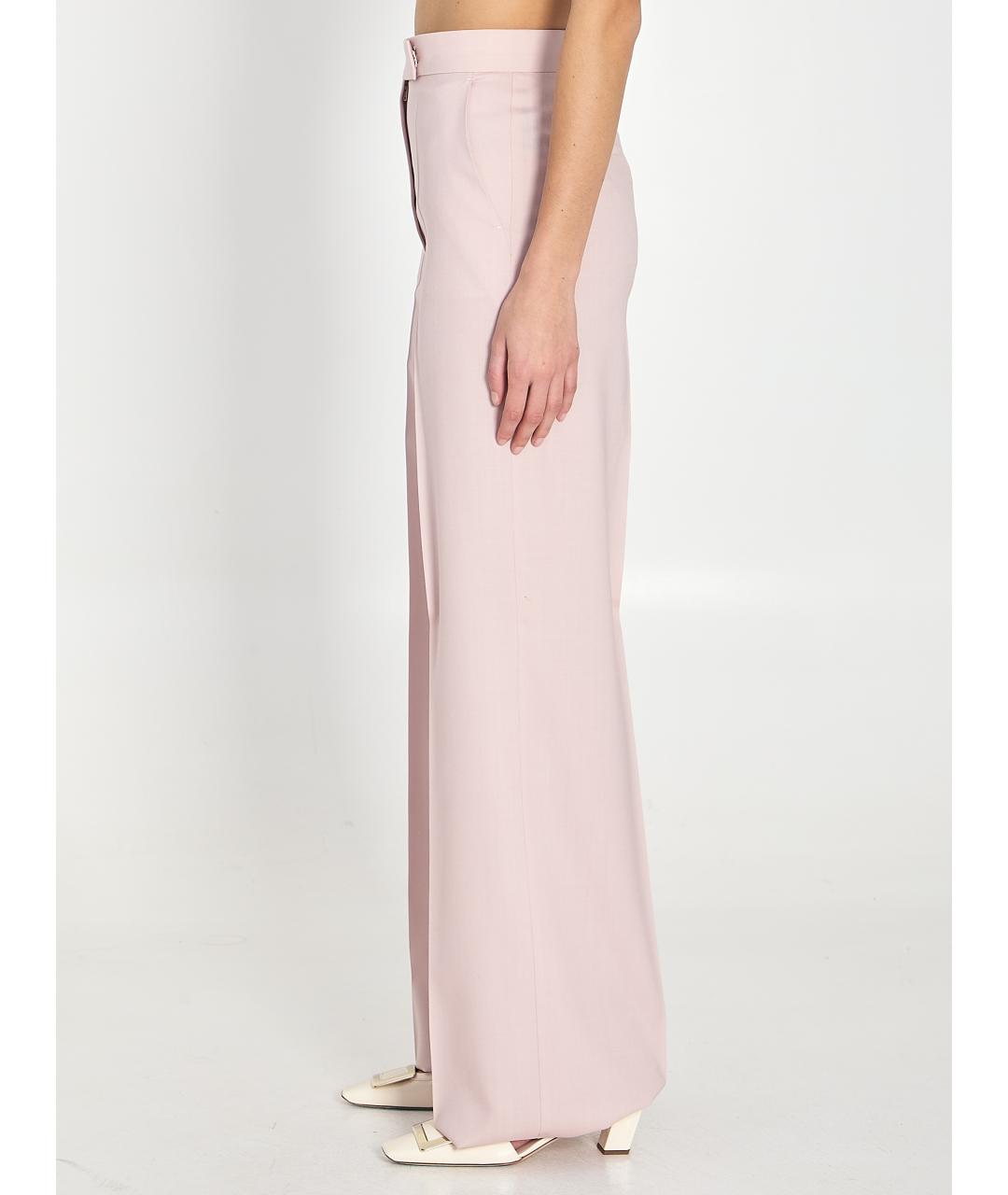MAX MARA Розовые шерстяные прямые брюки, фото 5