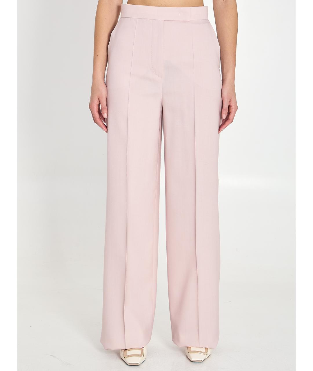 MAX MARA Розовые шерстяные прямые брюки, фото 6