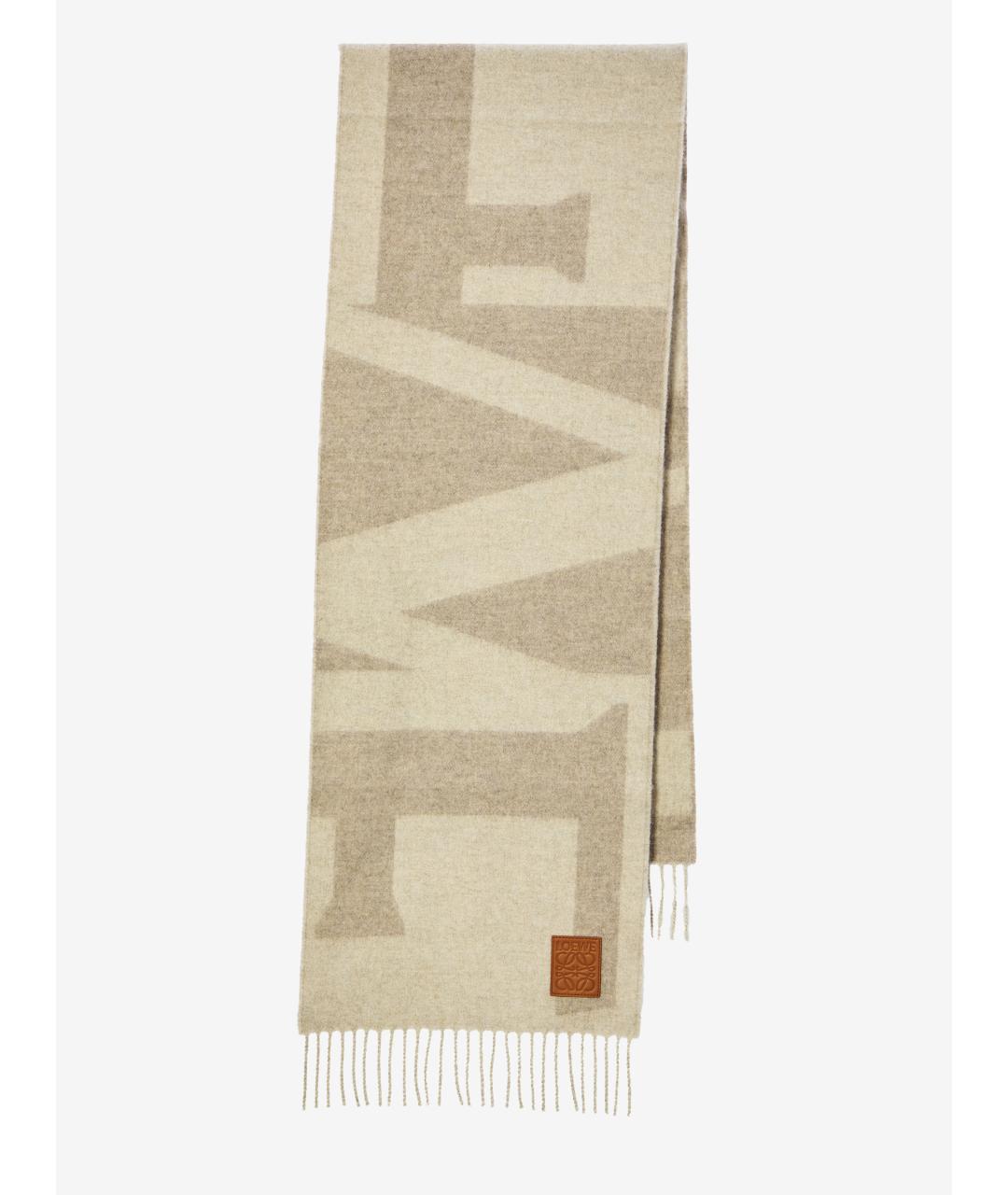LOEWE Бежевый кашемировый шарф, фото 1