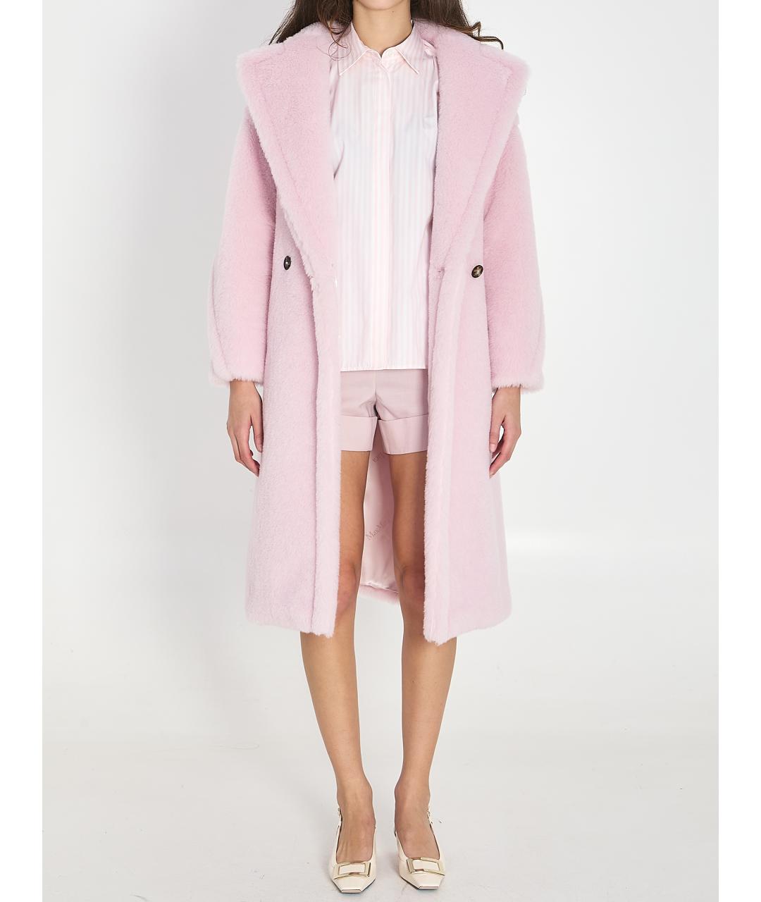 MAX MARA Розовое шерстяное пальто, фото 4