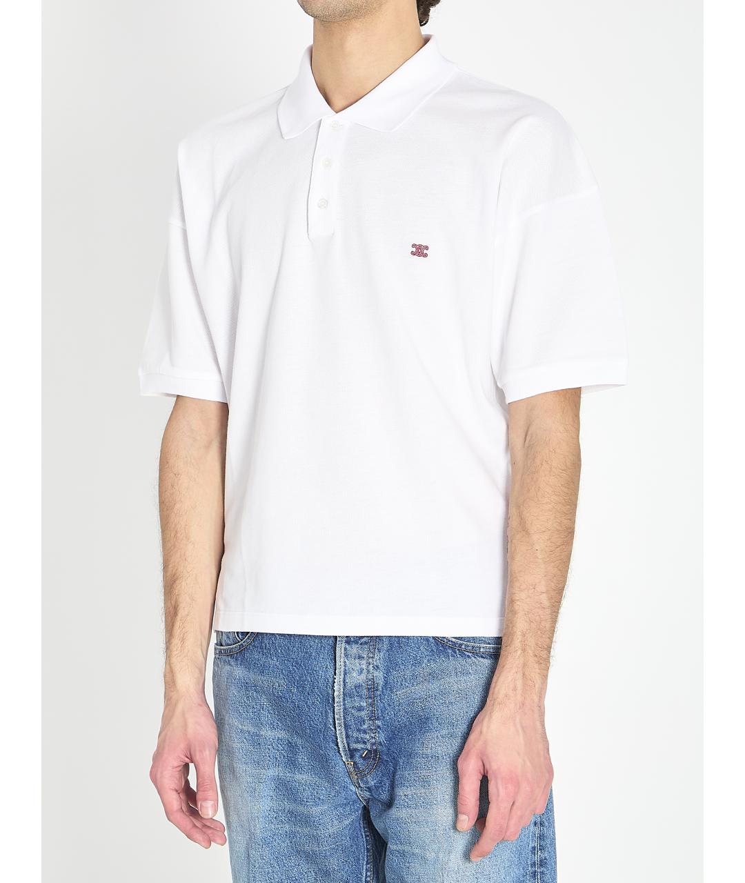 CELINE Белое хлопковое поло с коротким рукавом, фото 2