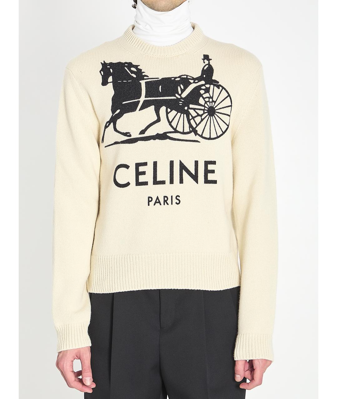 CELINE Бежевый кашемировый джемпер / свитер, фото 2