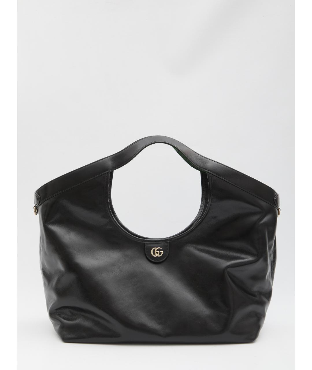 GUCCI Черная кожаная сумка тоут, фото 6