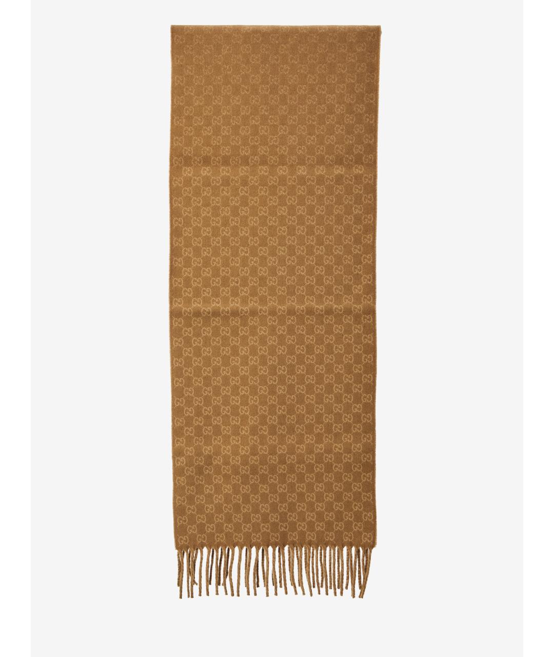 GUCCI Бежевый шерстяной шарф, фото 3
