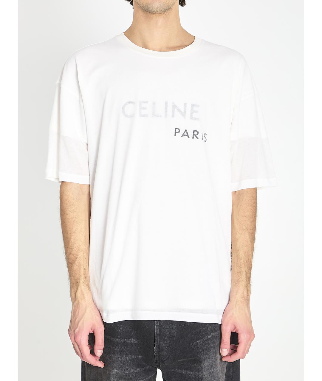 CELINE Белая хлопковая футболка, фото 3