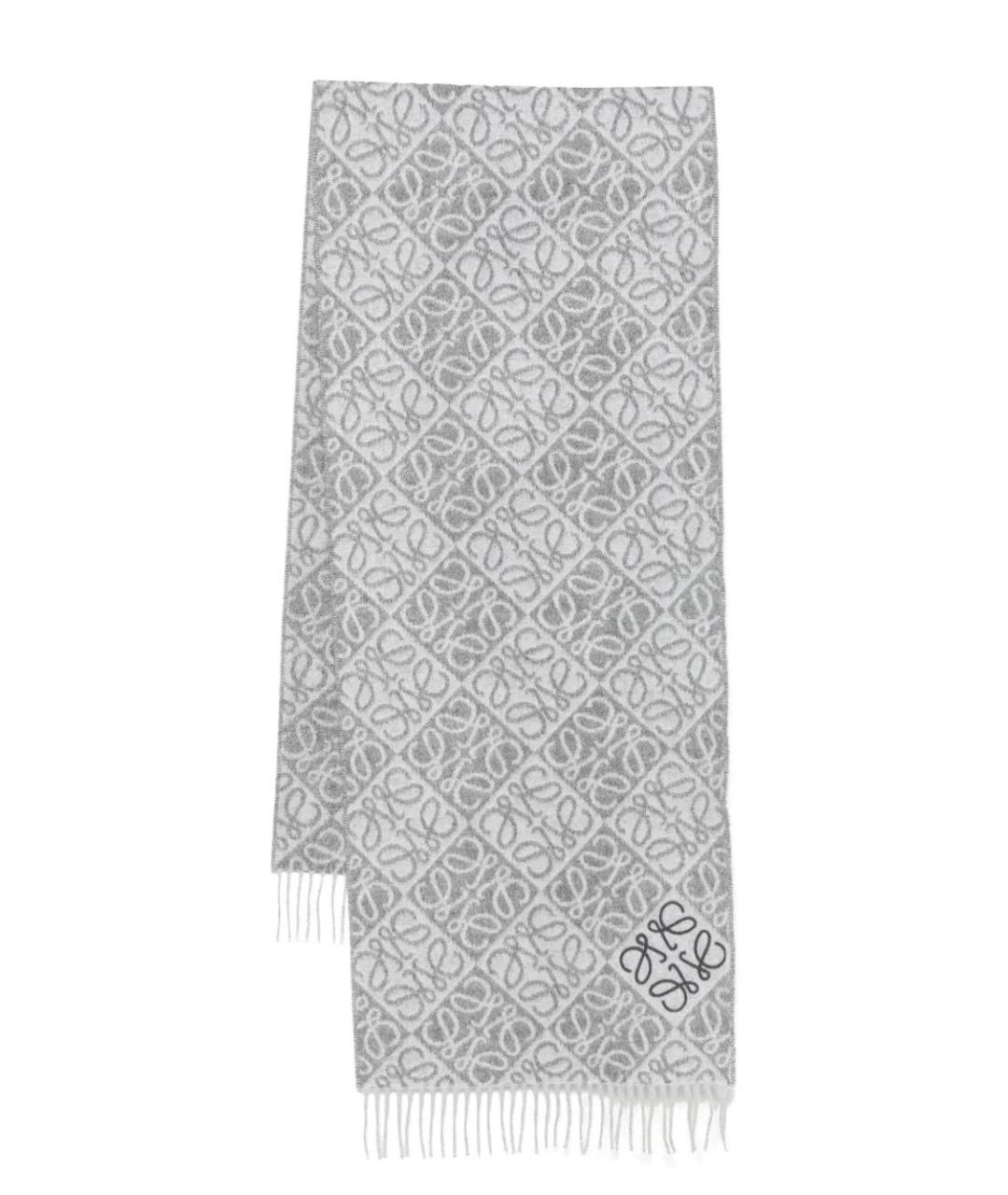 LOEWE Серый шерстяной шарф, фото 1