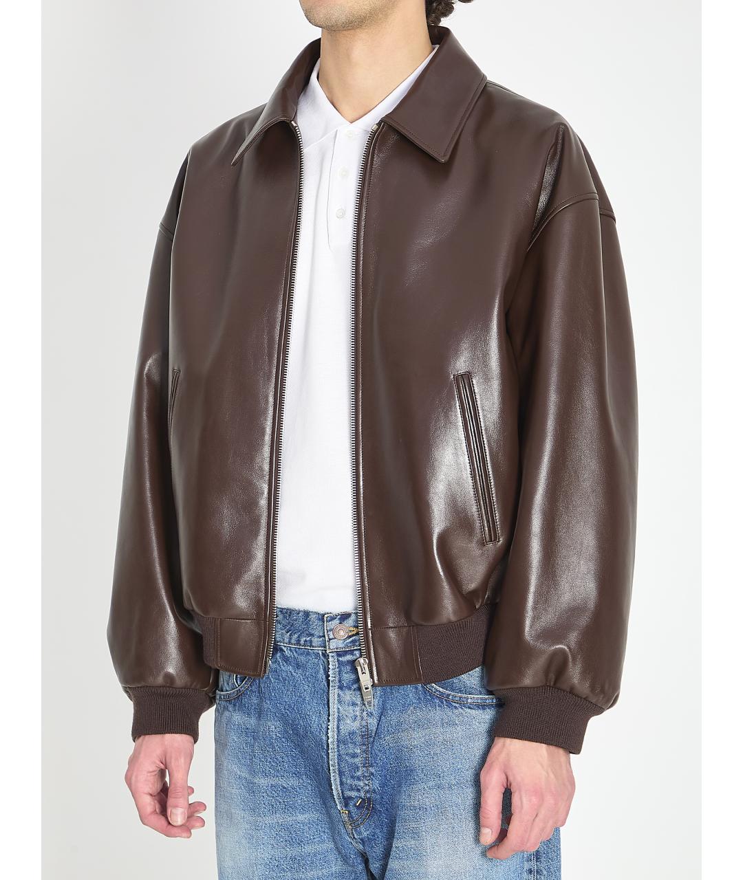 CELINE Коричневая кожаная куртка, фото 2